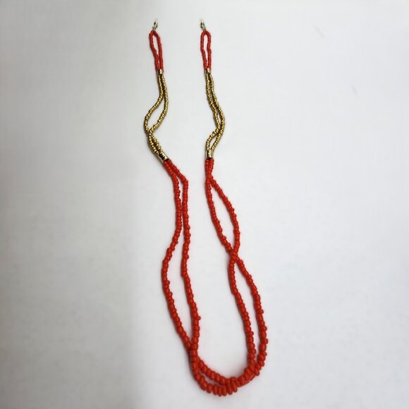 Sunglass/Eyeglass Lanyard in Gold and Red Coloured Seed beads - Picture 3 of 5